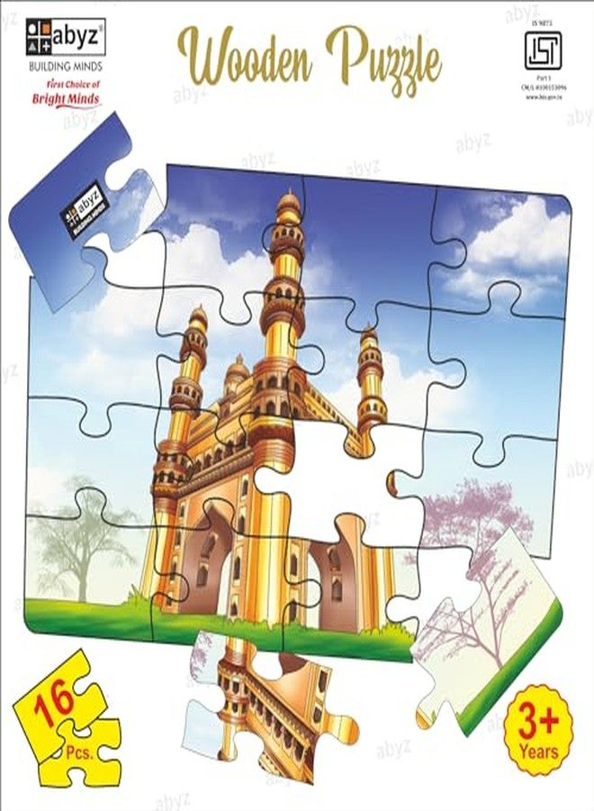 ABYZ Wooden Jigsaw Puzzle - Char Minar Playset for Fun Educational & Little Explorers, 16-Pieces & Pack of 3 Fun Games with Multicolor | Birthday Gift for (3 Plus Years) Age Kids. - Image 5
